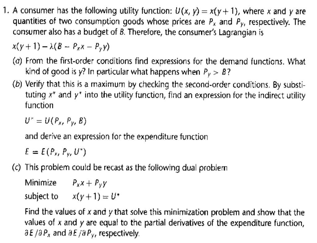 Solved A Consumer Has The Following Utility Function Chegg