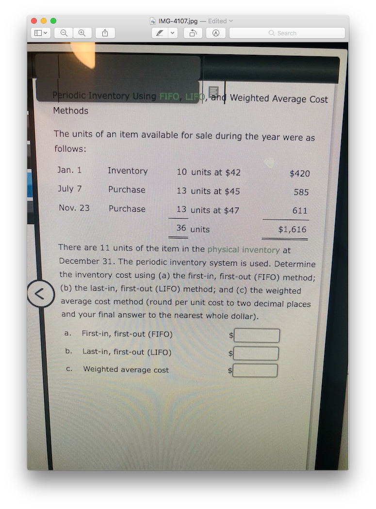 Solved Periodic Inventory Using Fifo Lifo And Weighted Chegg