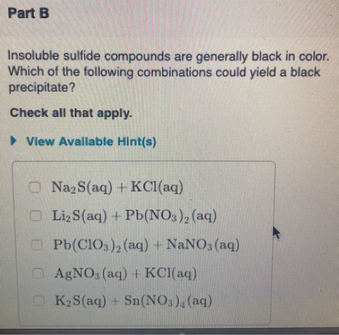 Solved Part A Suppose That Aqueous Solutions Of Barium Chegg