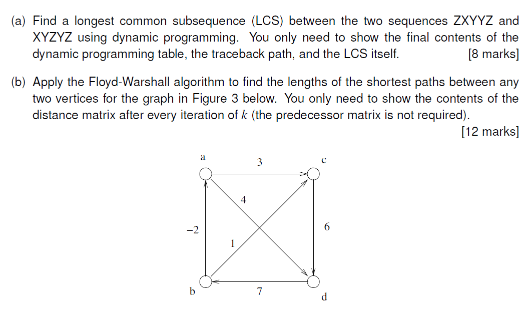 Solved A Find A Longest Common Subsequence Lcs Between Chegg