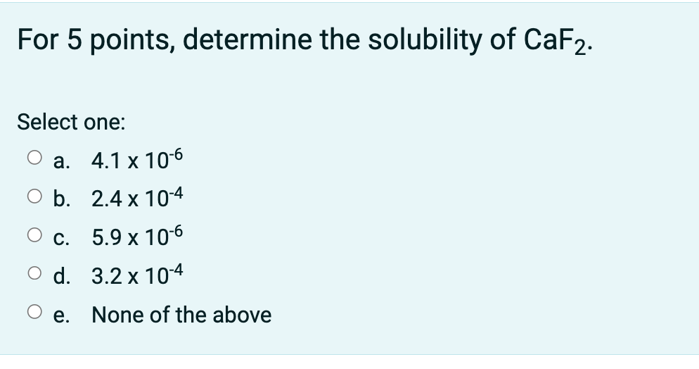 Solved For Points Determine The Solubility Of Caf Chegg