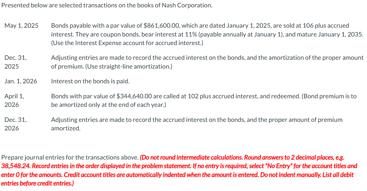 Solved Presented Below Are Selected Transactions On The Chegg