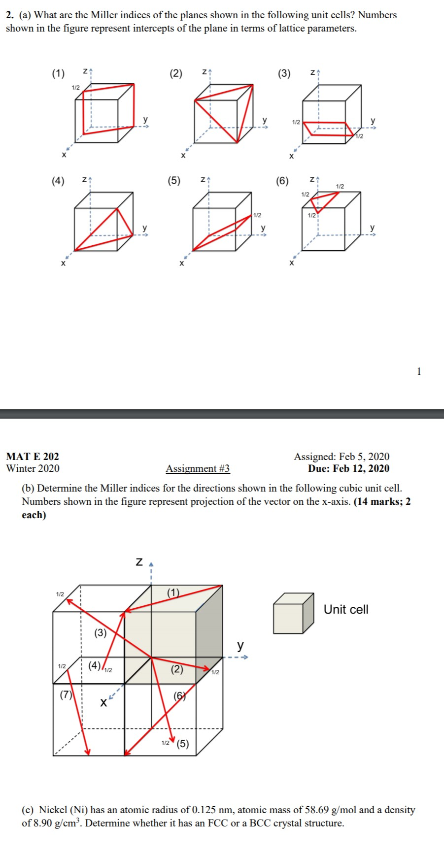 2 A What Are The Miller Indices Of The Planes Chegg