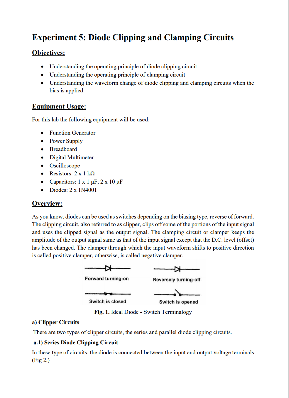 Solved Experiment 5 Diode Clipping And Clamping Circuits Chegg