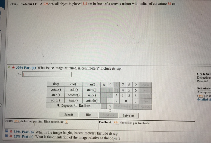 Solved A Cm Tall Object Is Placed Cmin Front Of A Chegg