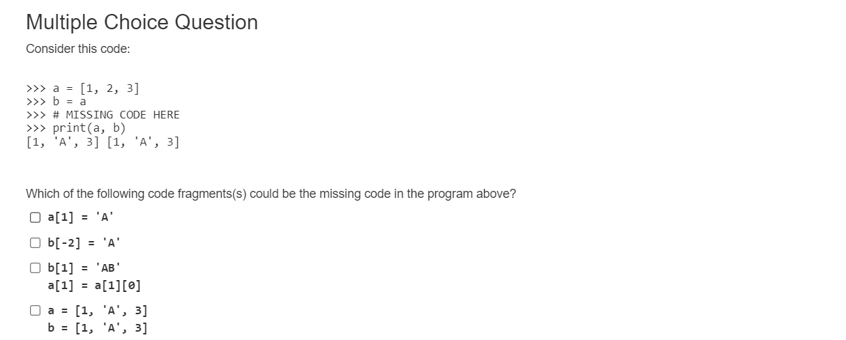 Solved Multiple Choice Question Consider This Code Chegg