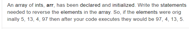 Solved Given An Int Variable K An Int Array Current Chegg