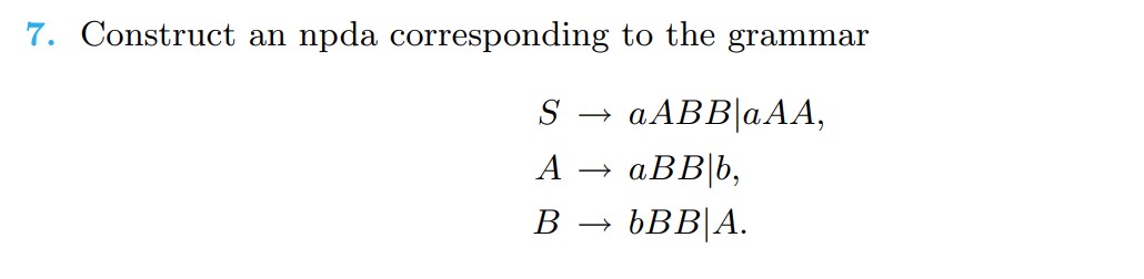 Solved 7 Construct An Npda Corresponding To The Grammar Chegg