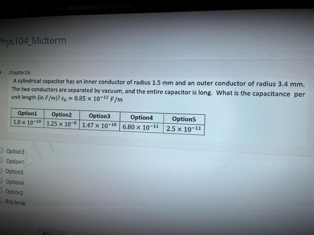 Solved A Cylindrical Capacitor Has An Inner Conductor Of Chegg