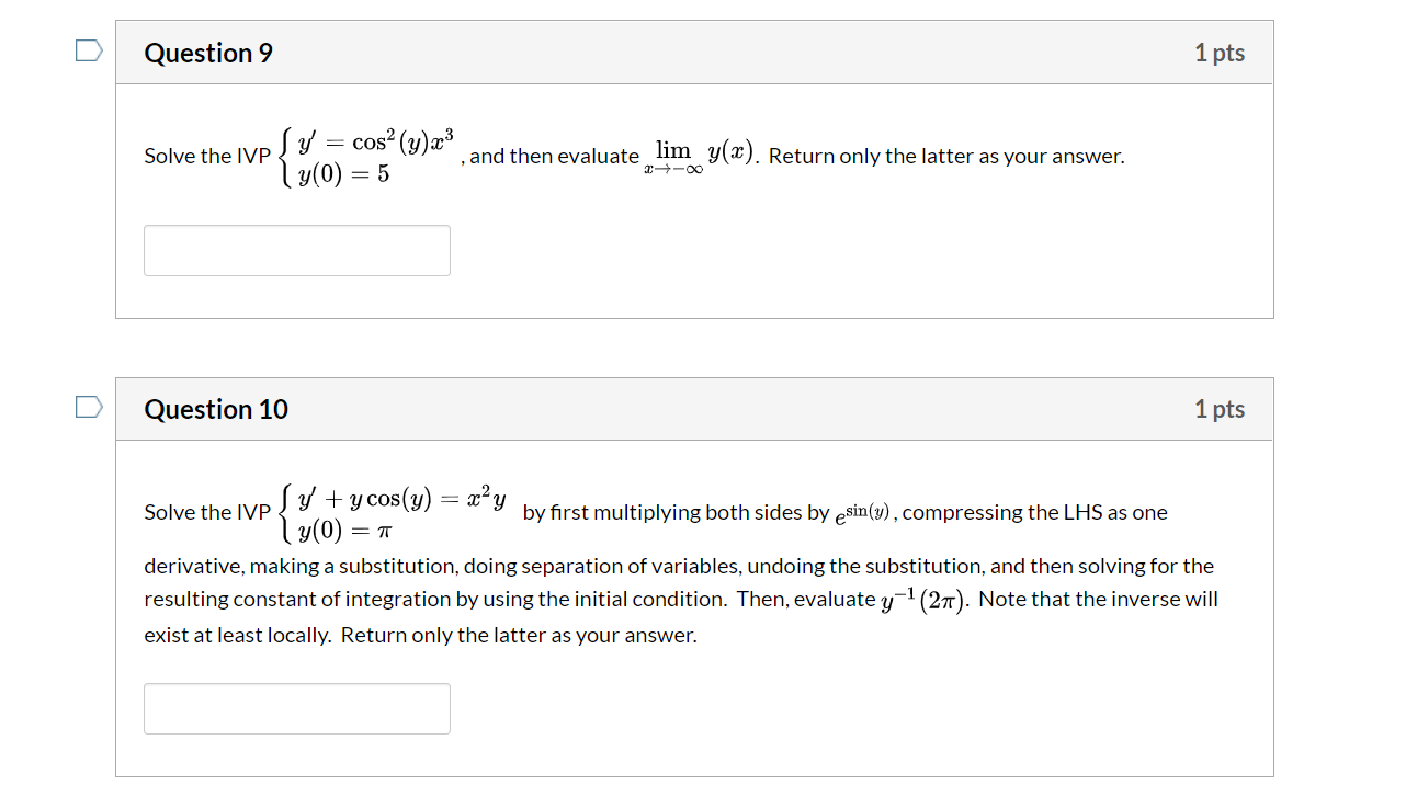 Solved Question Pts Consider The Picard Iterates Yi X Chegg