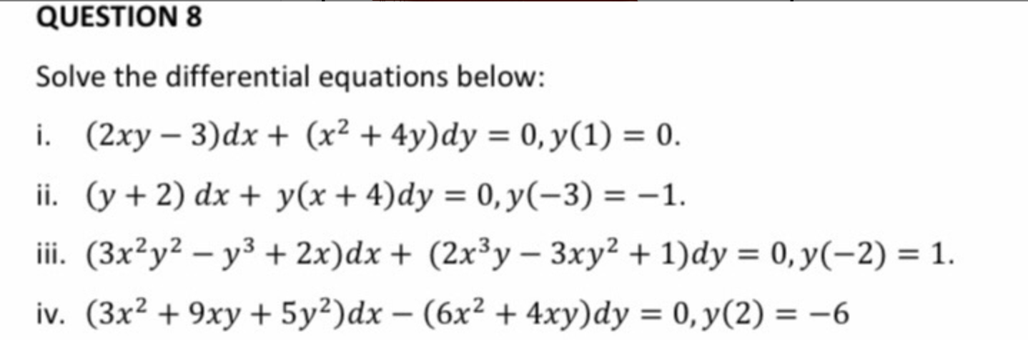 Solved Solve The Differential Equations Below I Chegg