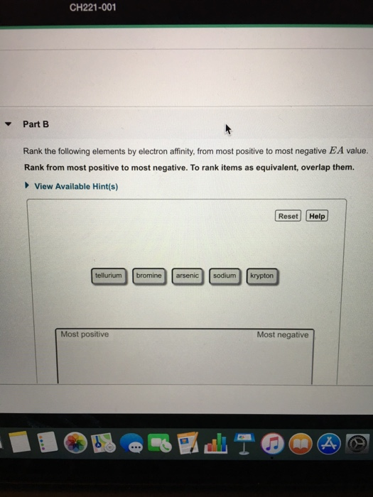 Solved Ch Part B Rank The Following Elements By Chegg