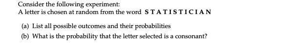 Solved Consider The Following Experiment A Letter Is Chosen Chegg