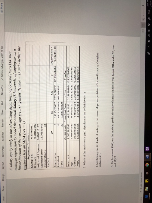 Solved 四Share Insert Draw Design Layout References Mailings Chegg