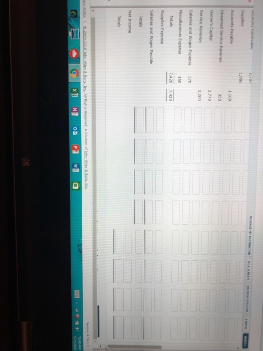 Solved Exercise 4 1 The Trial Balance Columns Of The Chegg