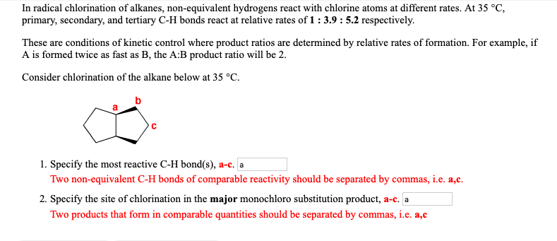 Solved In Radical Chlorination Of Alkanes Non Equivalent Chegg