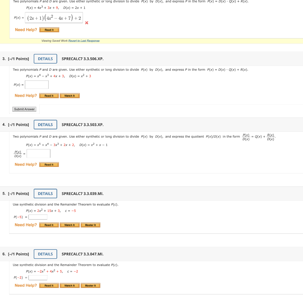 Solved Two Polynomials P And D Are Given Use Either Chegg