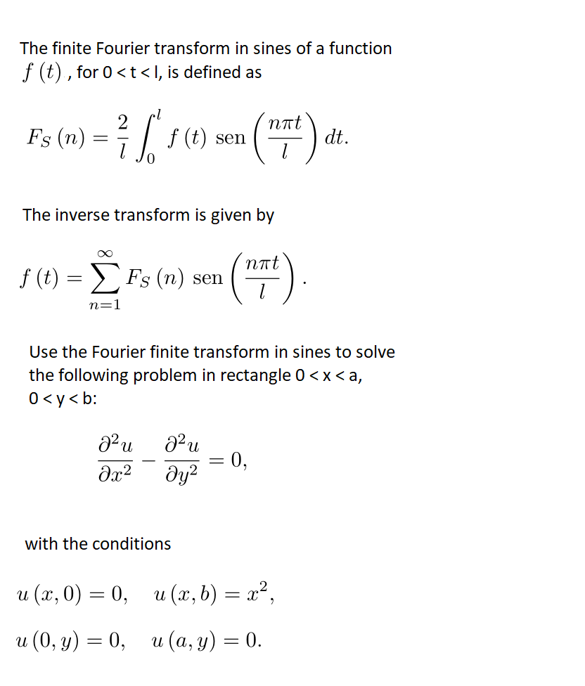 Solved The Finite Fourier Transform In Sines Of A Function F Chegg