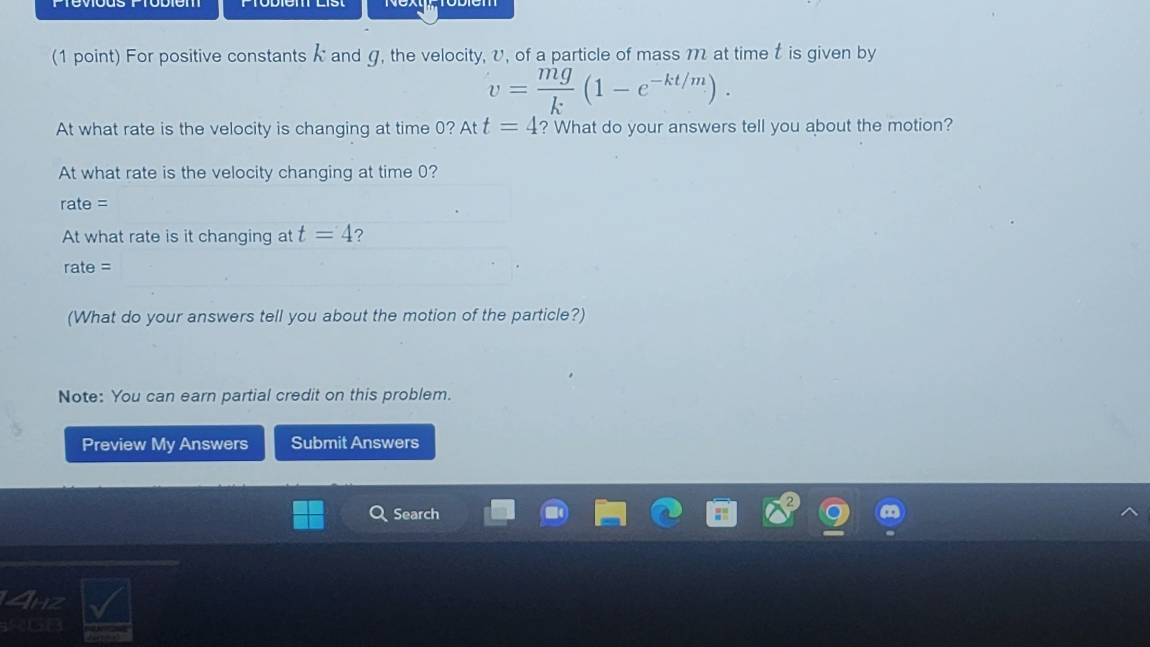 Solved 1 Point For Positive Constants K And G The Chegg