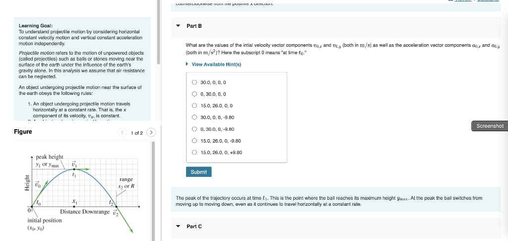 Solved Learning Goal To Understand Projectile Motion By Chegg