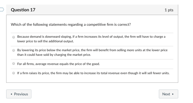 Solved Question 17 1 Pts Which Of The Following Statements Chegg