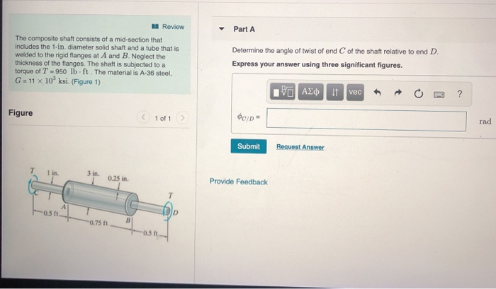 Solved L Review PartA The Composite Shaft Consists Of A Chegg