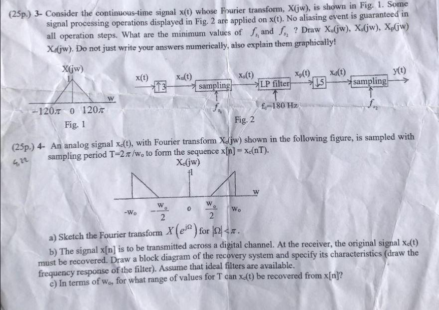 Solved P Consider The Continuous Time Signal X T Chegg