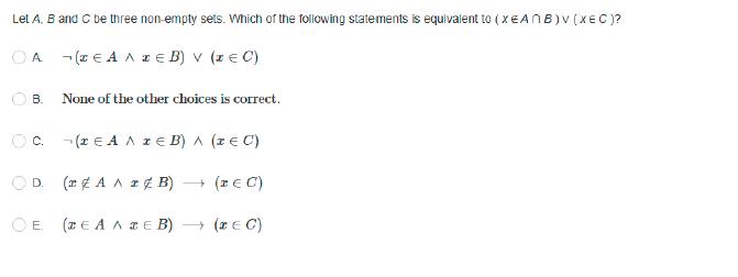 Solved Let A B And C Be Three Non Empty Sets Which Of The Chegg