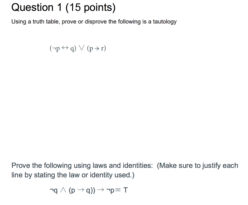 Solved Using A Truth Table Prove Or Disprove The Following Chegg