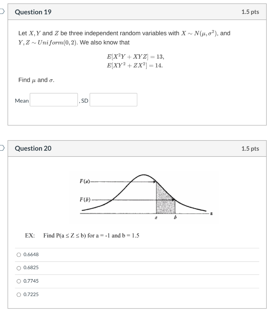 Solved Question Pts Let X Y And Z Be Three Chegg