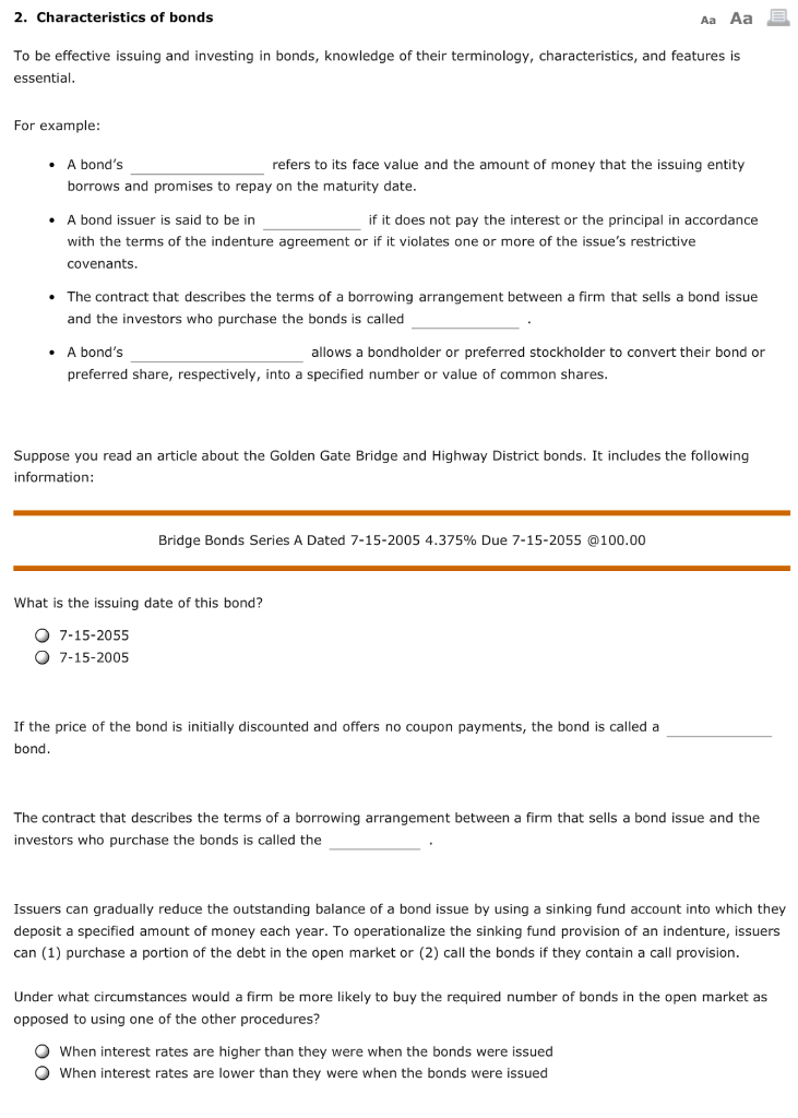 Solved Characteristics Of Bonds Aa Aa To Be Effective Chegg