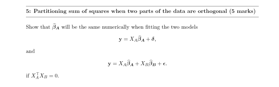 Solved Partitioning Sum Of Squares When Two Parts Of The Chegg