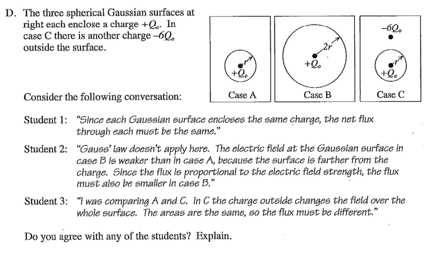 Solved D The Three Spherical Gaussian Surfaces At Right Chegg