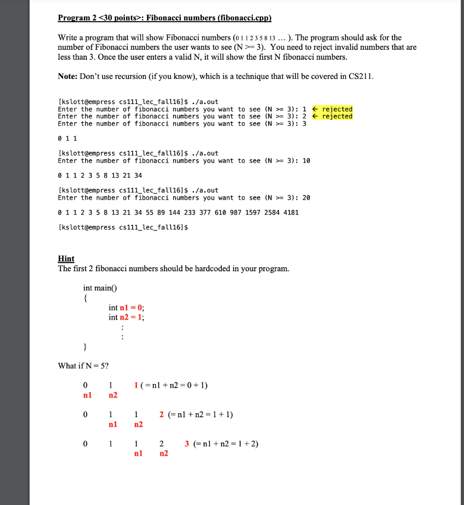 Solved Program Fibonacci Numbers Chegg