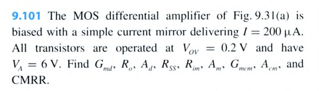 Solved The Mos Differential Amplifier Of Fig A Chegg