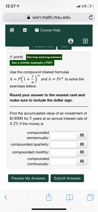 Solved Lte Ww Math Msu Edu E Course Help Point Chegg