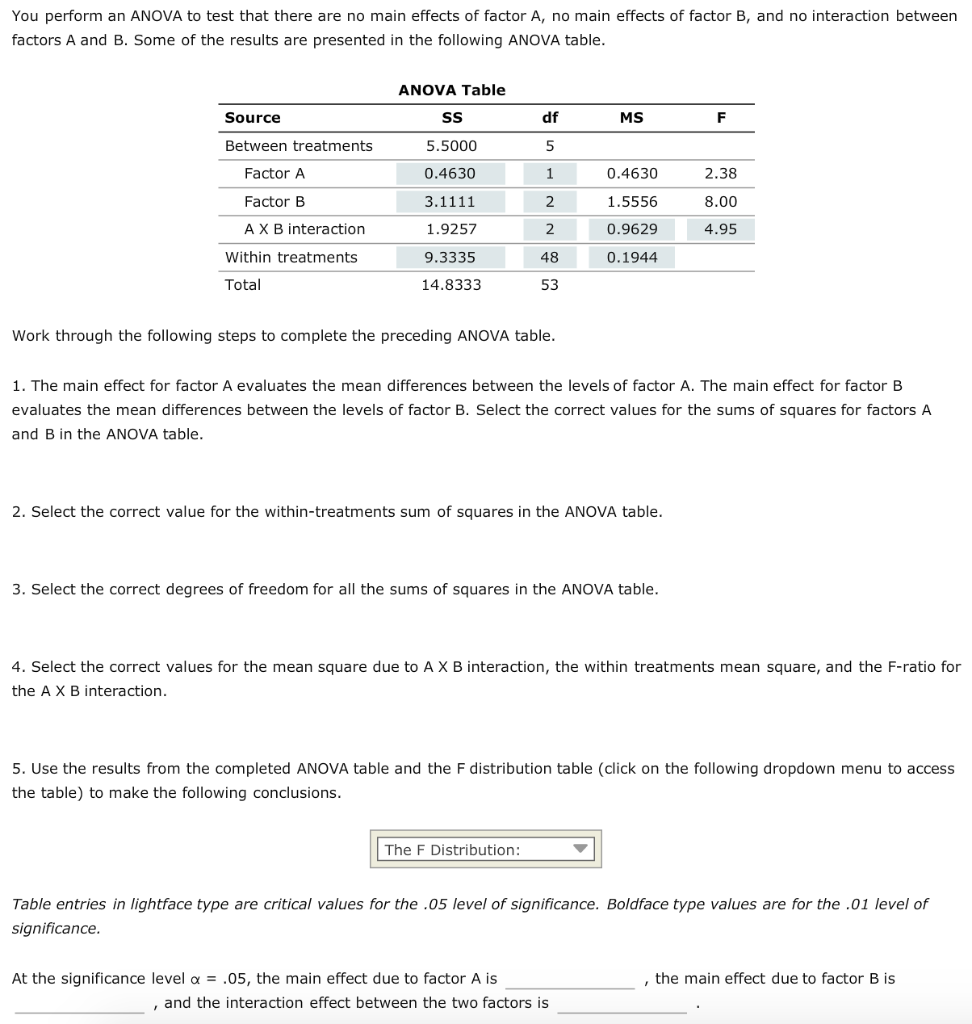 Two Factor Anova Emphasis On Calculations Aa Aa Chegg