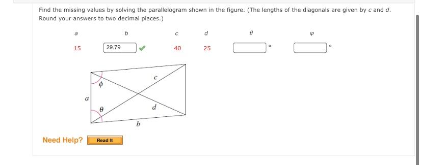 Solved Find The Missing Values By Solving The Parallelogram Chegg