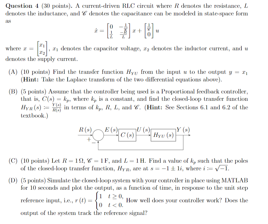 Solved Question Points A Current Driven Rlc Circuit Chegg