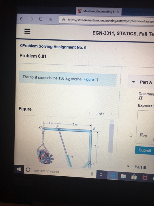 Solved The Hoist Supports The Kg Engine Determine Chegg