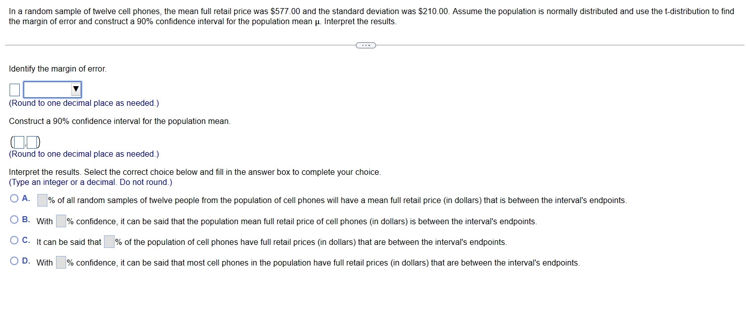 Solved In A Random Sample Of Twelve Cell Phones The Mean Chegg