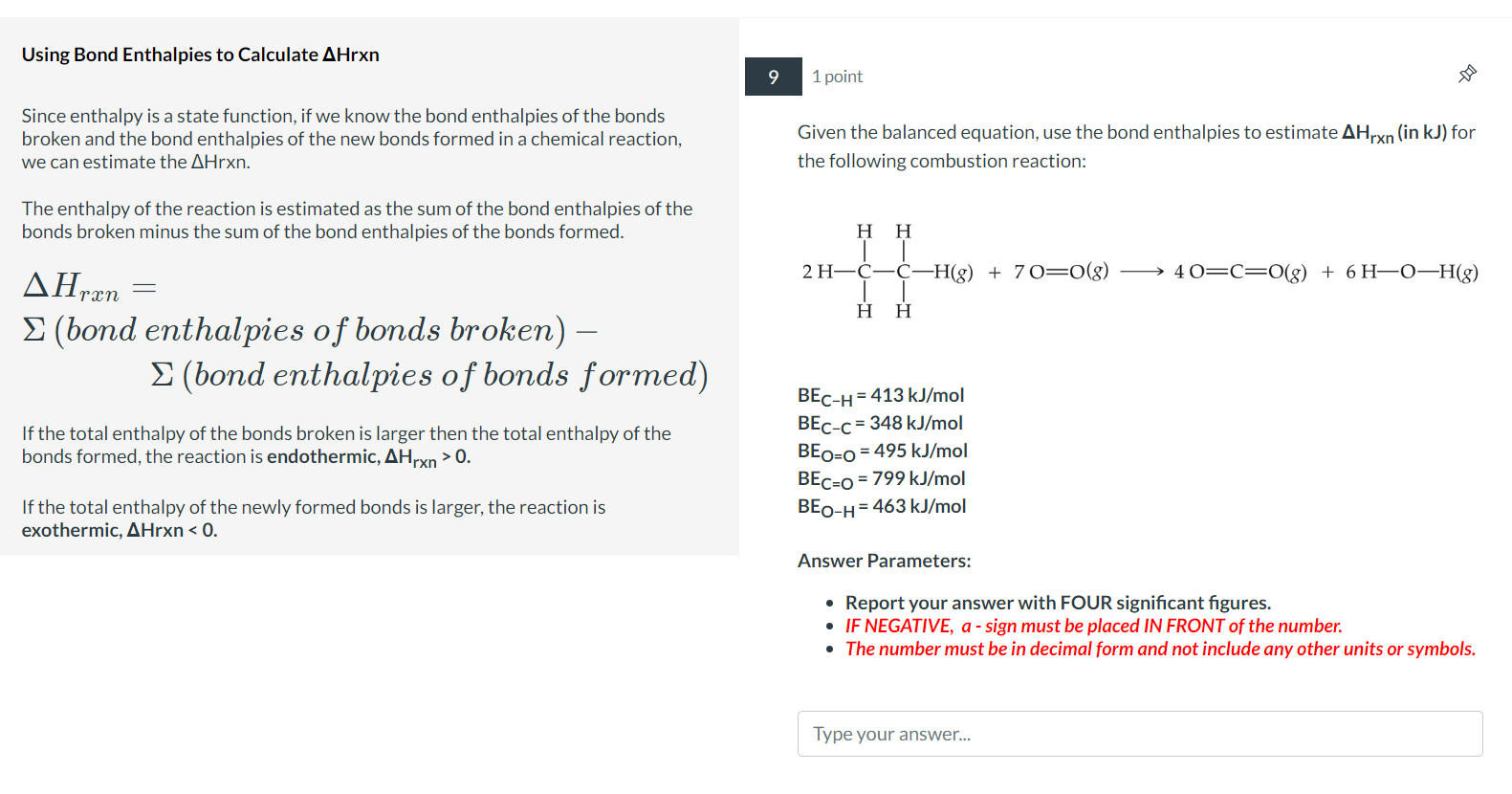 Solved Using Bond Enthalpies To Calculate Hrxn Point Chegg