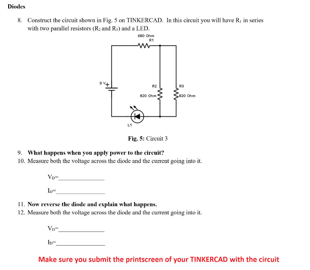 Solved Diodes 8 Construct The Circuit Shown In Fig 5 On Chegg