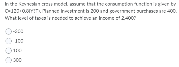 Solved In The Keynesian Cross Model Assume That The Chegg