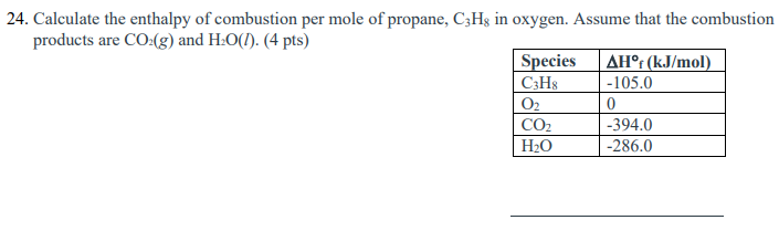 Solved Calculate The Enthalpy Of Combustion Per Mole Of Chegg