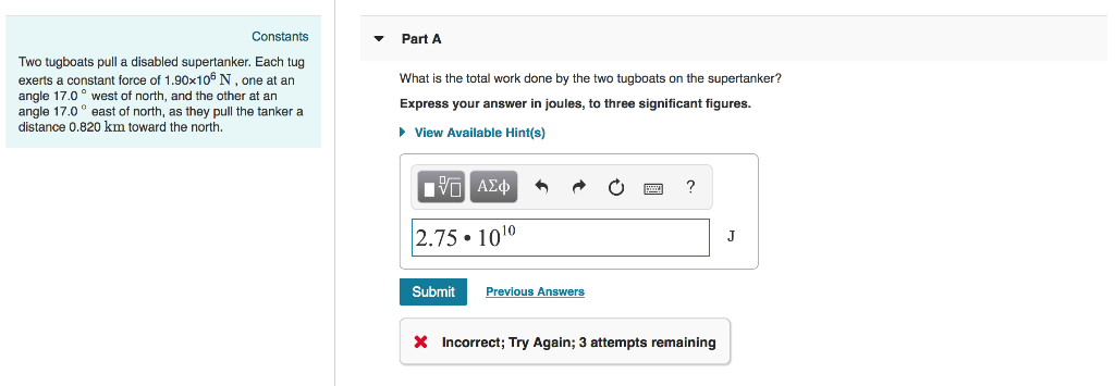 Solved Constants Part A Two Tugboats Pull A Disabled Chegg