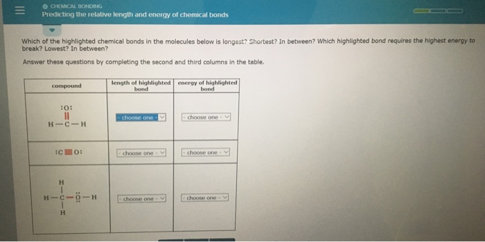 Solved CHEMICAL BONDING Predicting The Relative Length And Chegg