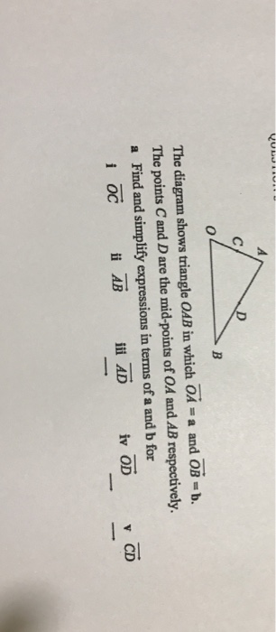 Solved The Diagram Shows Triangle OAB In Which OA A And OB Chegg