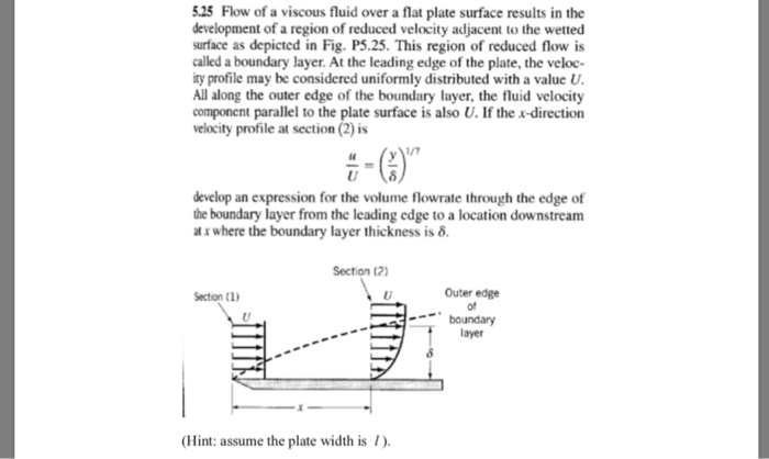 Solved 525 Flow Of A Viscous Fluid Over A Flat Plate Surface Chegg