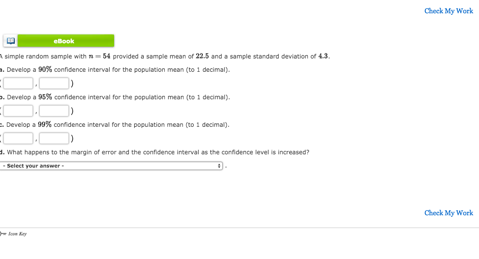 Solved Check My Work Ebook Simple Random Sample With N Chegg